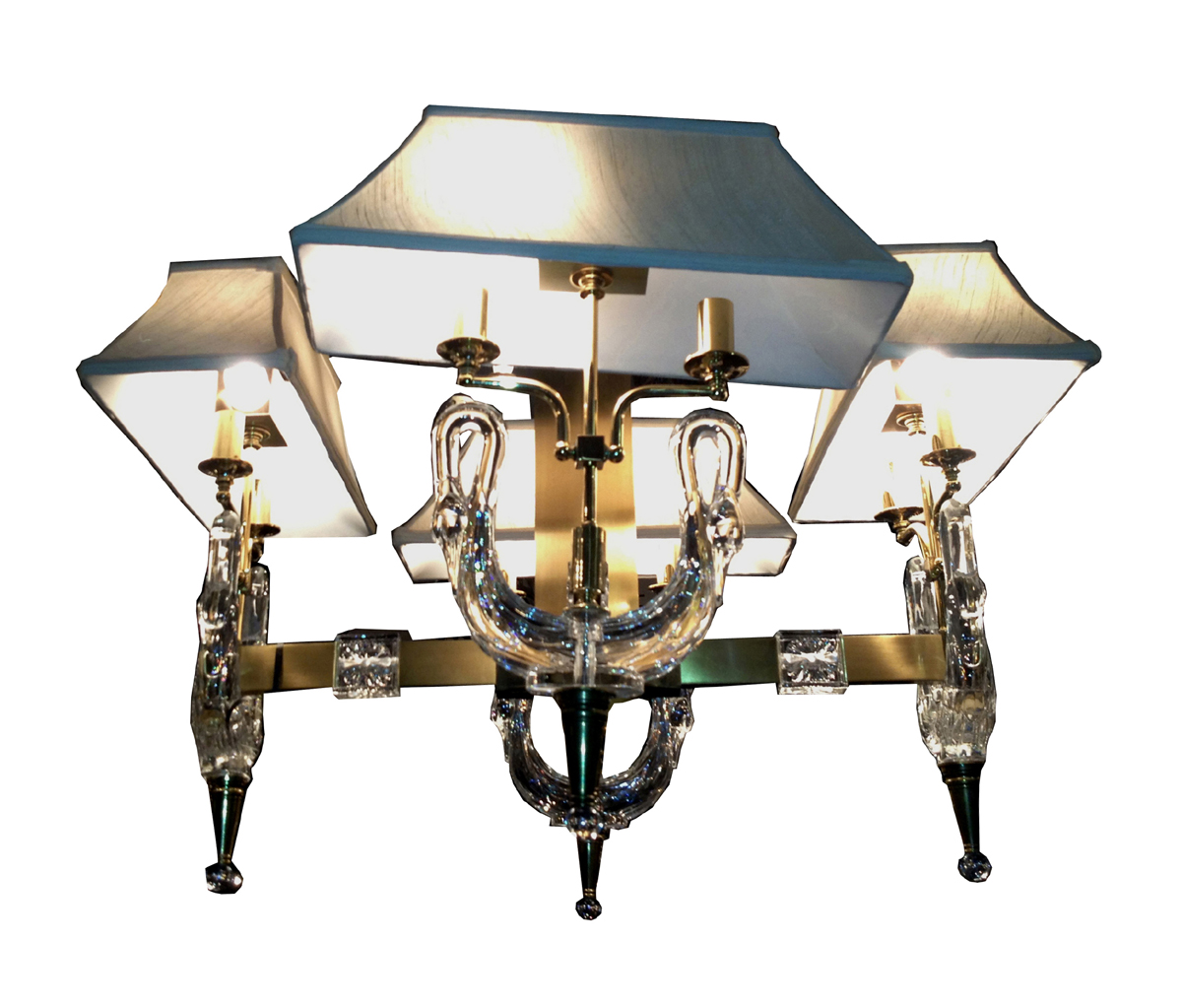 Crystal Swans Hollywood Regency Chandelier | Modernism